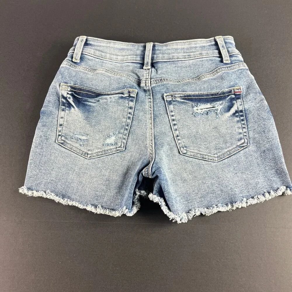 Edgely Jean Short Women 26* High Rise Light Blue Faded Cut Off Denim Jorts Tag 0